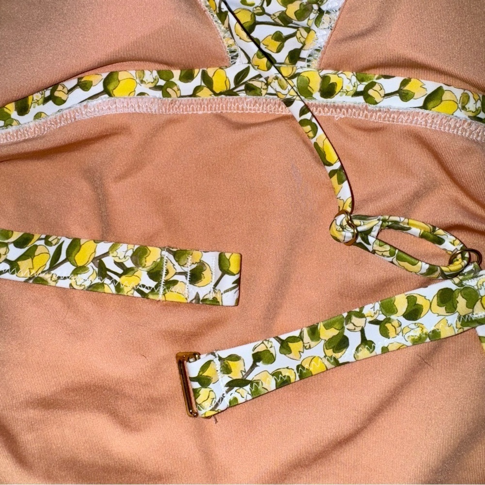 J Crew Plunge one-piece swimsuit in Liberty Eliza's Yellow fabric NWT Size 16 - Picture 10 of 12